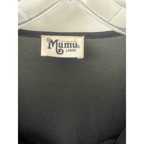 Show Me Your Mumu Black Poet Tie Blouse Sz L - Picture 5 of 6